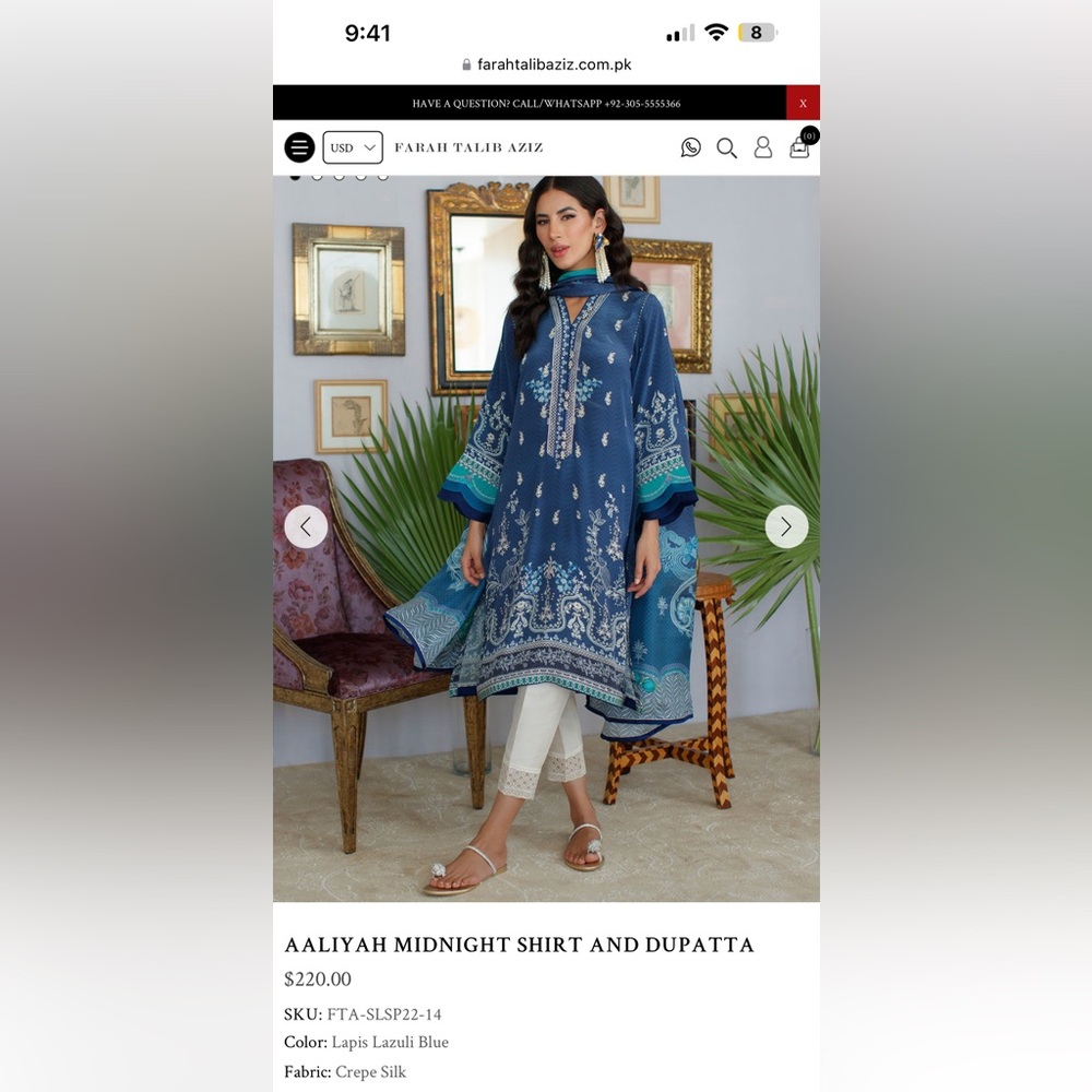Aaliyah Midnight Blue Asymmetrical Dress with Dupatta